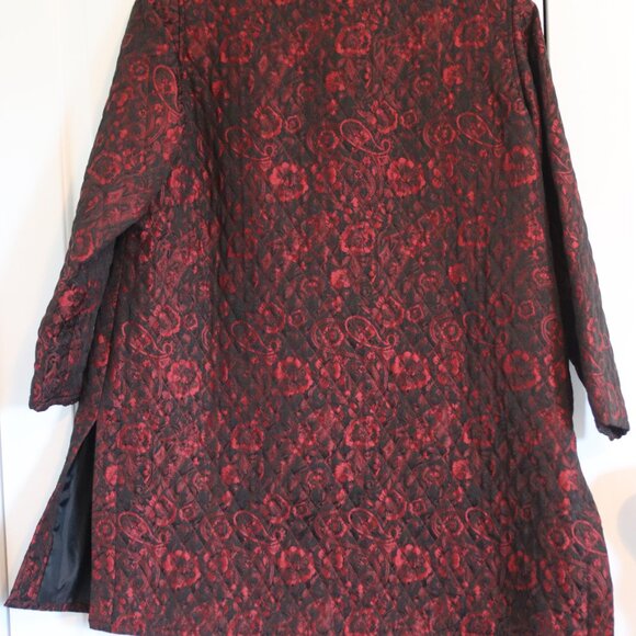 Laura Ashley Woman Vintage Red/Black  Button Up Quilted Lined Plus Coat Size 1X - Picture 7 of 16